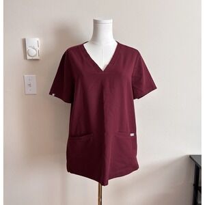 FIGS Casma Three Pocket Scrub Top Burgundy Womens Medium PO 1450 Utility Work